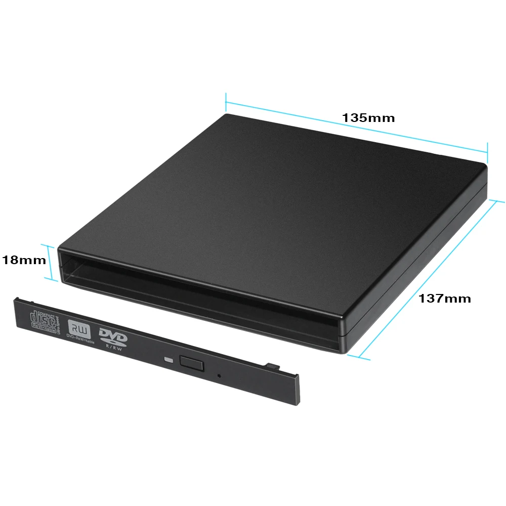 Внешний DVD RW Корпус чехол USB 2,0 Слот в DVD 12,7 мм IDE чехол для оптического привода ECD002