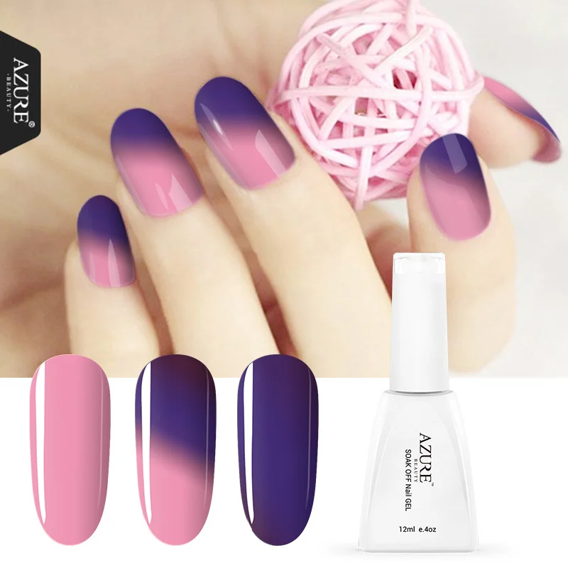 Новейший Гель-лак для ногтей Azure beauty, меняющий температуру, светодиодный/УФ-Гель-лак для ногтей, 12 мл, 1 шт., гель для ногтей