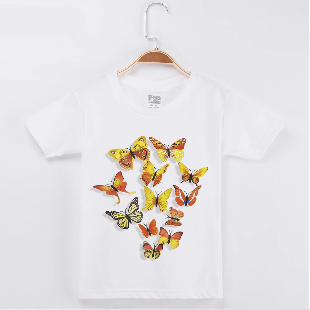 Лидер продаж 2019 детская одежда Детская футболка с красивой бабочкой и 3D принтом