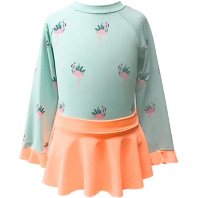 Платье для маленьких девочек с рисунком Фламинго купальник из двух частей Для