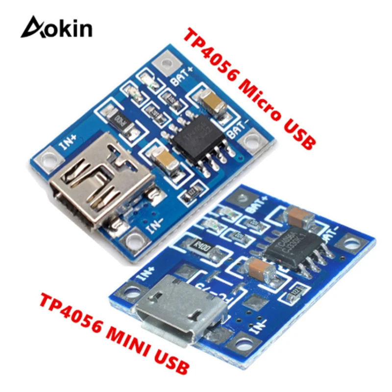Aokin TP4056 5V TENSTAR ROBOT 1A Micro USB Mini 18650 литиевая батарея зарядное устройство Модуль +