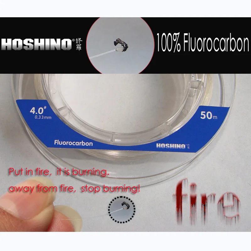 [HOSHINO] 50 м * 2 шт./партия 100% фторуглеродная прозрачная рыболовная леска для плетеной