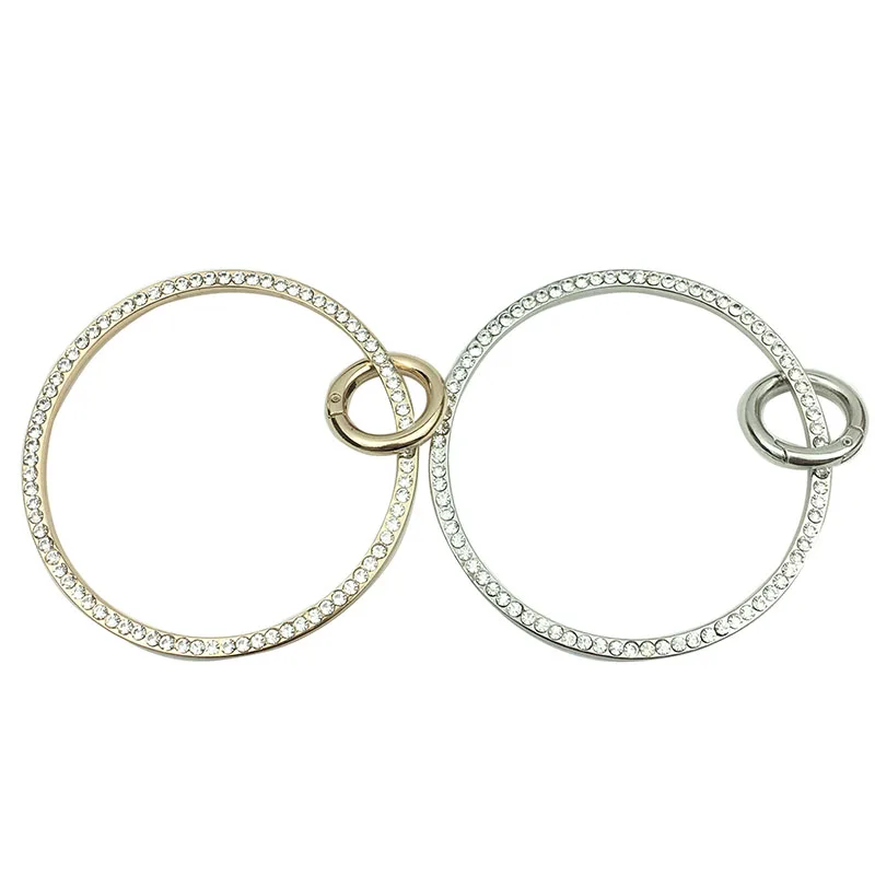 Ручки для сумки 9см круглые металлические с кристаллами, кольцо для создания запасных частей для ремесел DIY.