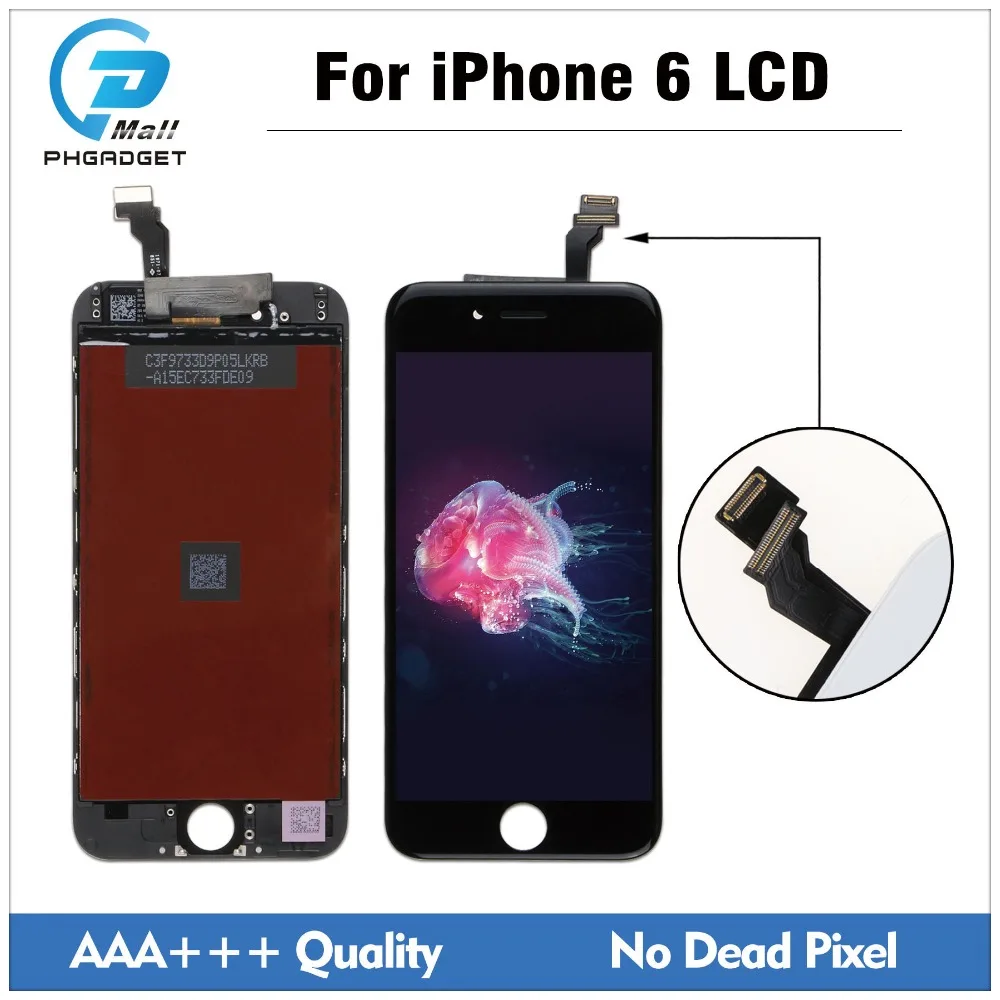 50 шт./лот AAA+ качественный ЖК-дисплей для iPhone 6 6G дигитайзер сенсорный экран Замена Высокое качество DHL
