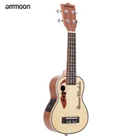 ammoon spruce ukelele 21 acoustic ukulele 15 fret 4 strings stringed musical instrument with built in eq pickup high quality