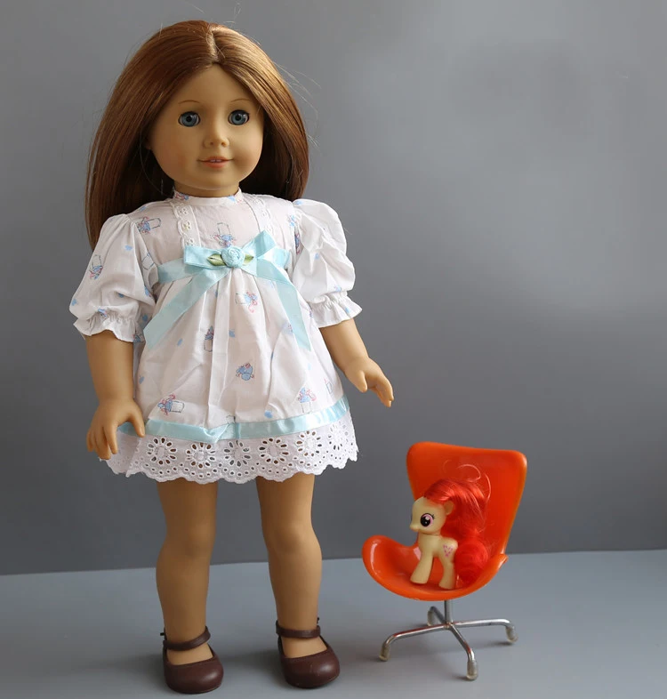 Модное белое платье с цветочным рисунком костюм для детей от 18 дюймовые