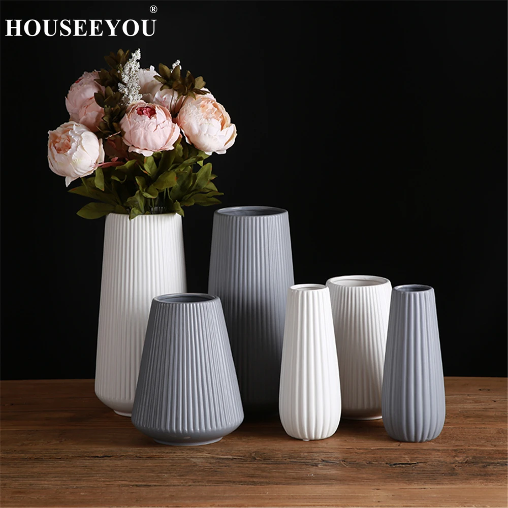 Классическая средиземноморская однотонная керамическая ваза для цветов в