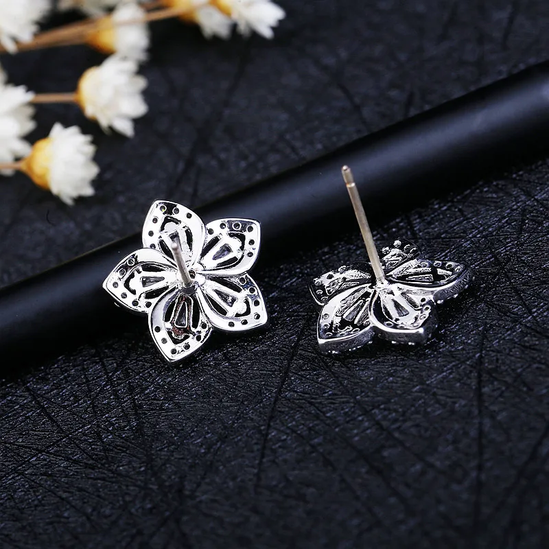 Женские серьги-гвоздики с фианитом MIGGA золотые/Серебристые вечерние в подарок