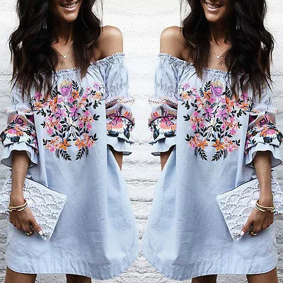 Модные женские цветочные хлопковые оборки с длинным рукавом открытыми плечами