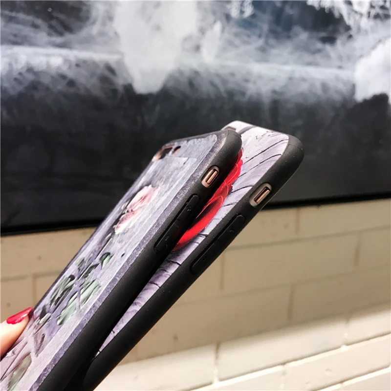 Роскошный чехол для телефона с 3D рельефным цветком iPhone X 8 7 6 S плюс Мягкие