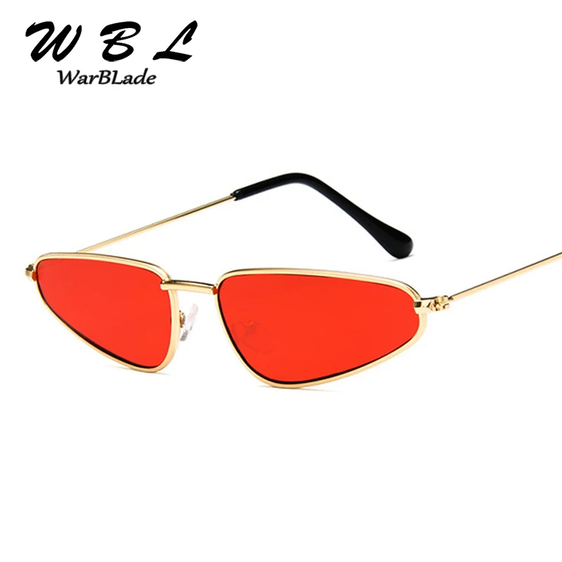 

WarBLade 2019 Small Triangle Women Sunglasses Brand Designer Metal Pink Gold Black New Cat Eye Sun Glasses For Women Gift