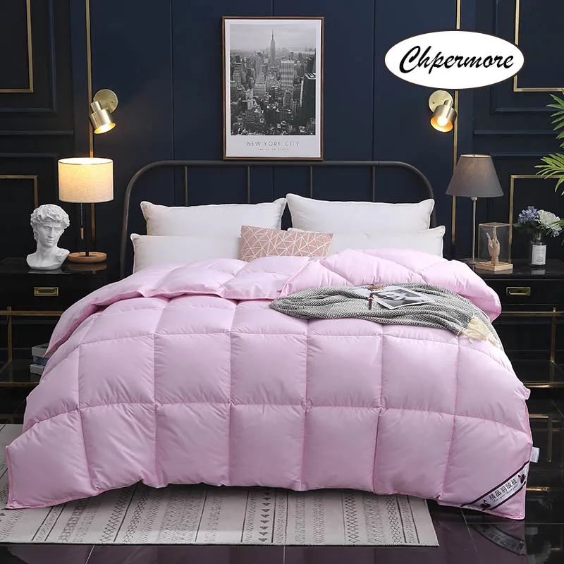 pink Chpermore 95% белое перо бархатное лоскутное одеяло одеяла утолщенные зимние одеяла хлопок покрывало король королева Твин Полный размер - Цвет: pink