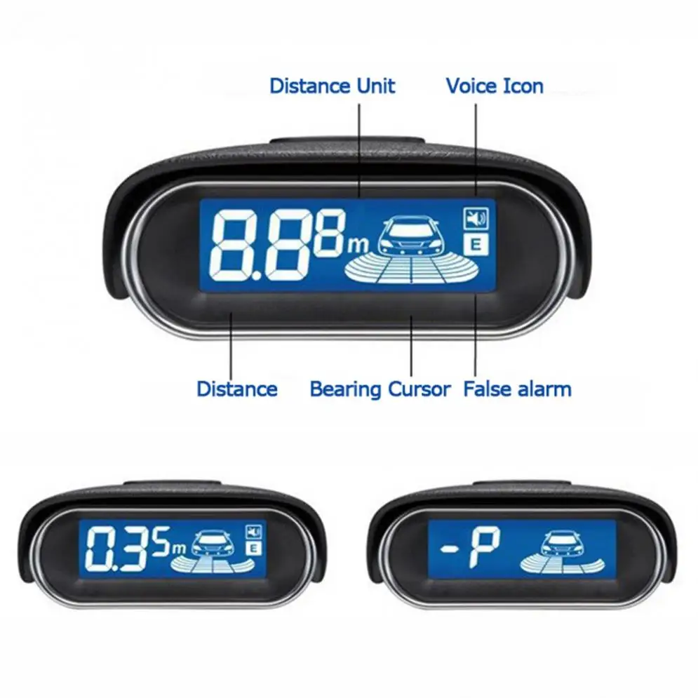 Car LED Display 4 x Sensors Kit Reversing Parking Radar Buzzer System with 250cm Detecting Distance 3 Optional Colors |