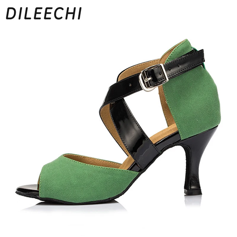 DILEECHI брендовая зеленая женская обувь для танцев бальных сальсы | Спорт и