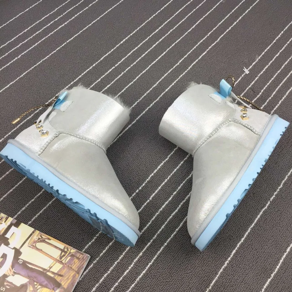 Кристаллы женщины снегоступы кашемир теплую обувь чтобы помочь низким боути