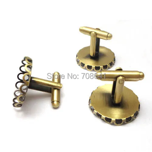 Пустой Запонки настройки базы с круглым Кружево ободок Матовый бронзовый тон