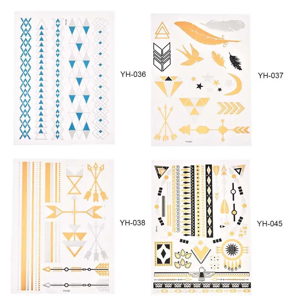 Body Art Sticker Metal Temporary Tattoo Hot Stamping Waterproof Fake &amp Make Up For Women Girl | Красота и здоровье