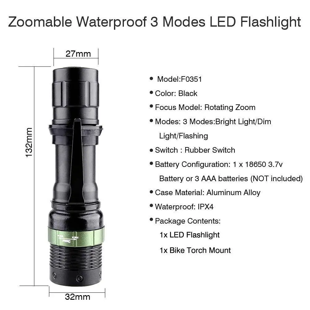 Фонарик для велосипеда светодиодный водонепроницаемый с возможностью поворота