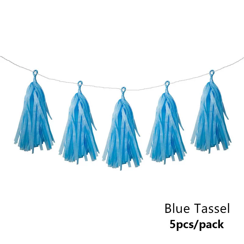 5pcs Blue tassel Baby Shower украшения это мальчик девочка баннер Пол свидетельствуют о Oh Baby шар День рождения украшения детских товаров - Цвет: 5pcs Blue tassel
