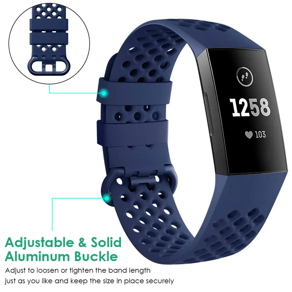 Новые круглые отверстия Замена дышащие силиконовые часы ремешок для Fitbit Charge 3 |