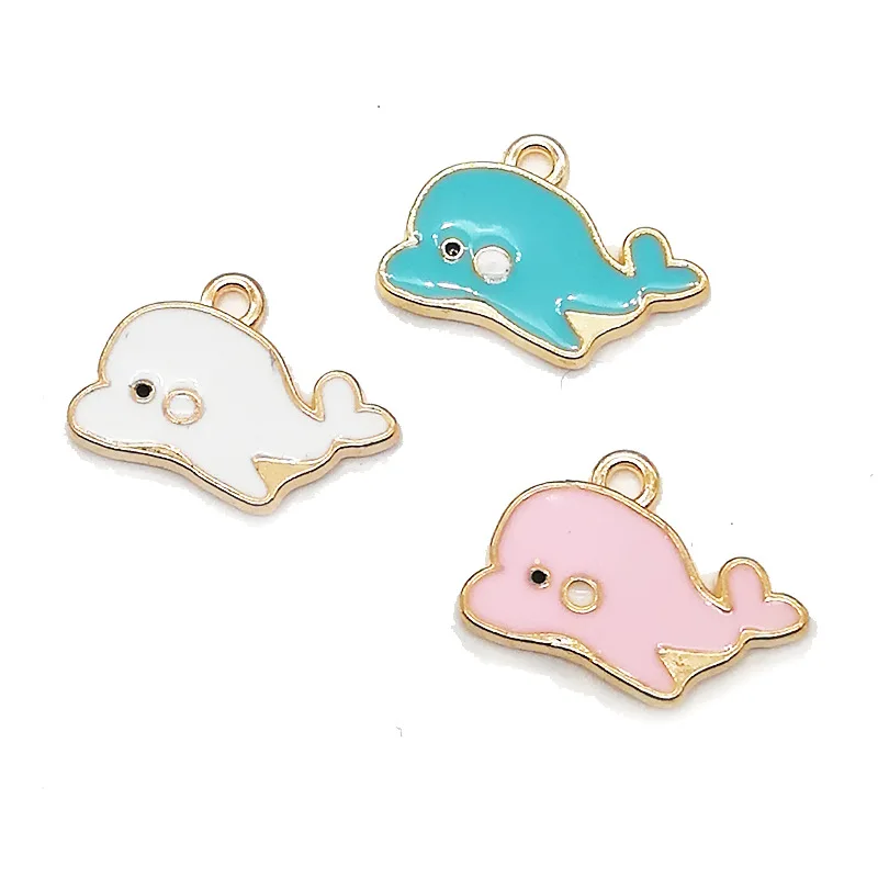 10 шт. DIY модные амулеты эмалей сплав Дельфин кулон ювелирные аксессуары браслет