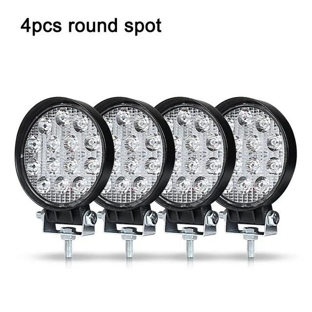 4PCS 42W round Spot 4 дюйма 48 Вт светодиодный рабочий светильник прожектор точечная лампа для грузовика Lada прицеп внедорожник внедорожная лодка 12 в 24 В 4WD автомобильный Стайлинг противотуманный светильник s - Цвет: 4PCS 42W round Spot