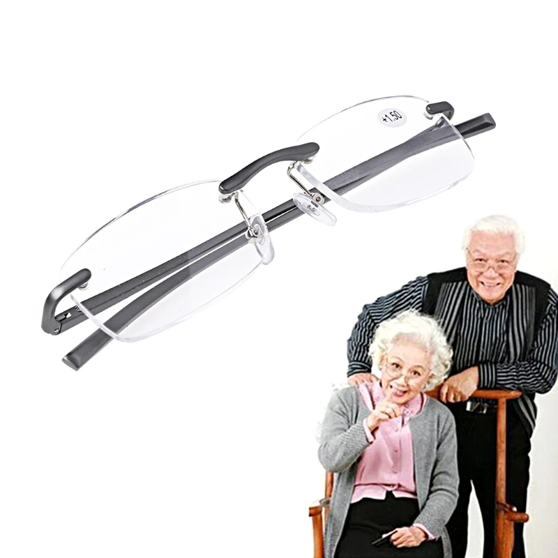 Очки для чтения без оправы из алюминиевого металла полимерная линза + 1 0 ~ 3 5