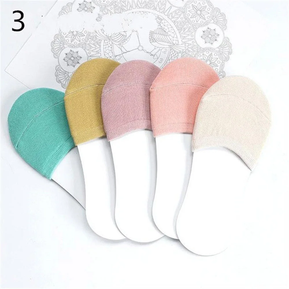 Candy color 5 пар/компл. высокое Качественный хлопок женский пол пальцов ноги носки Повседневное мягкие невидимые рельеф Хлопок Дышащие лодочки носки - Цвет: Candy color