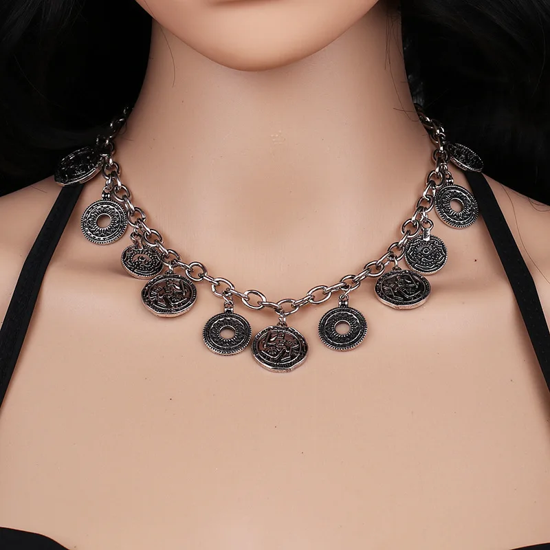 Этническая монеты медальоны Chokers ожерелья для Для женщин Винтаж цвета: