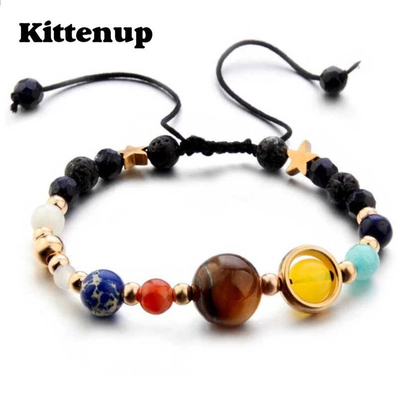 Kittenup Для мужчин женщин лавы бусы браслет плетеный Канат Натуральный камень Йога