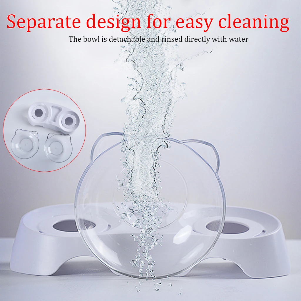 Anti-Slip Cat Food Dish Pet Feeder Water Bowl Perfect For Cats And Small Dogs Supplies Pet Cats Oblique Double Bowl With Holder