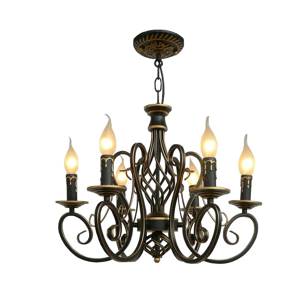 

Nordic Vintage E14 AC 220V 110V Wrought Iron Chandelier Loft Lamps Modern Dining Room Chinese Chandeliers Candle Light Lamp
