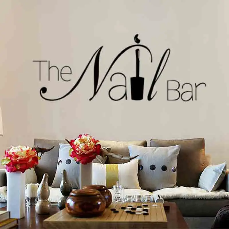 The Nail Bar Logo Wall Sticker Beauty Salon Window Door Home Decor Removable Decal Art Hose Decoration Accessories | Дом и сад