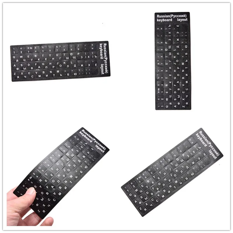 1 шт. прочный русский Стандартный клавиатура Стикеры макет алфавит Черный с белые