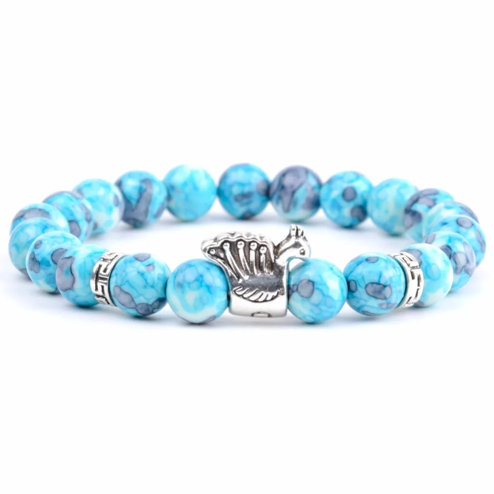 Павлин животных Шарм Браслеты для Для женщин Натуральный камень черный Lave