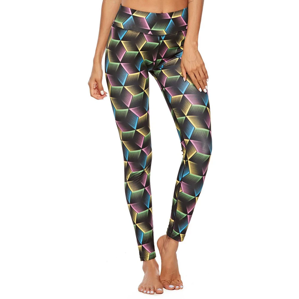 Спортивные Леггинсы с 3D принтом женские штаны для йоги легинсы тренировки и