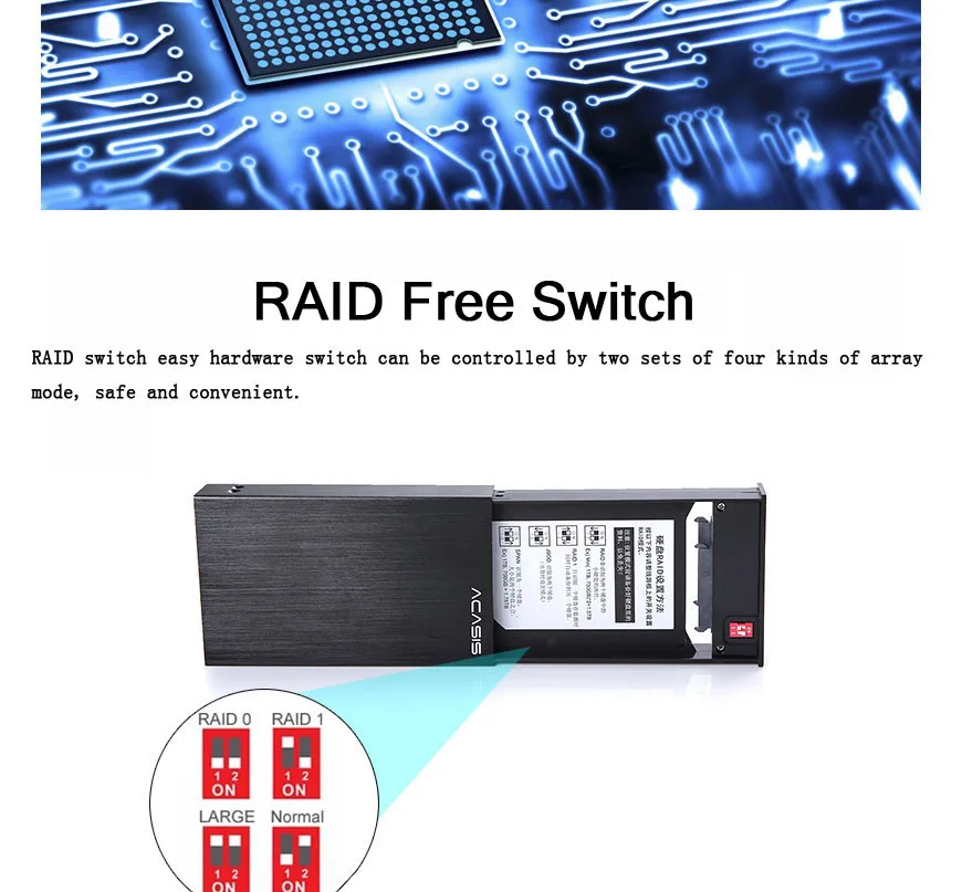 Acasis DT-S2 5 Гбит/с USB3.0 eSATA 2," двойной жесткий диск Raid корпус 2 ТБ 2-Bay Алюминий HDD Поддержка RAID0 RAID1 JBOD пролет
