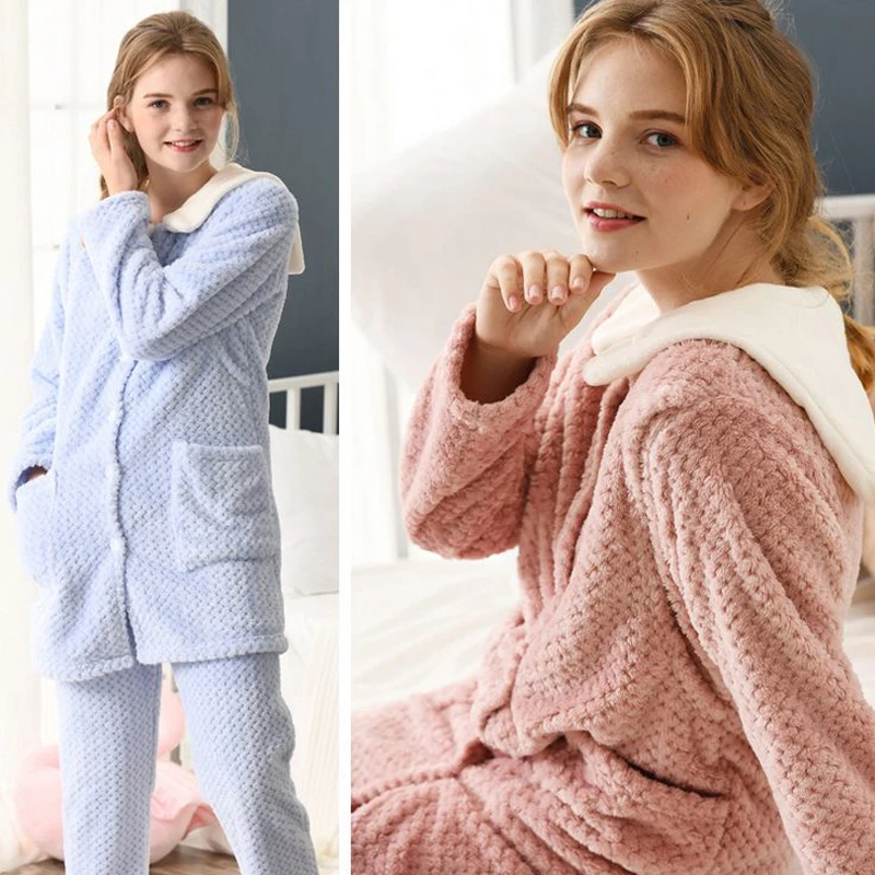 Одежда для кормящих матерей Корейская осенне зимняя утепленная фланелевая