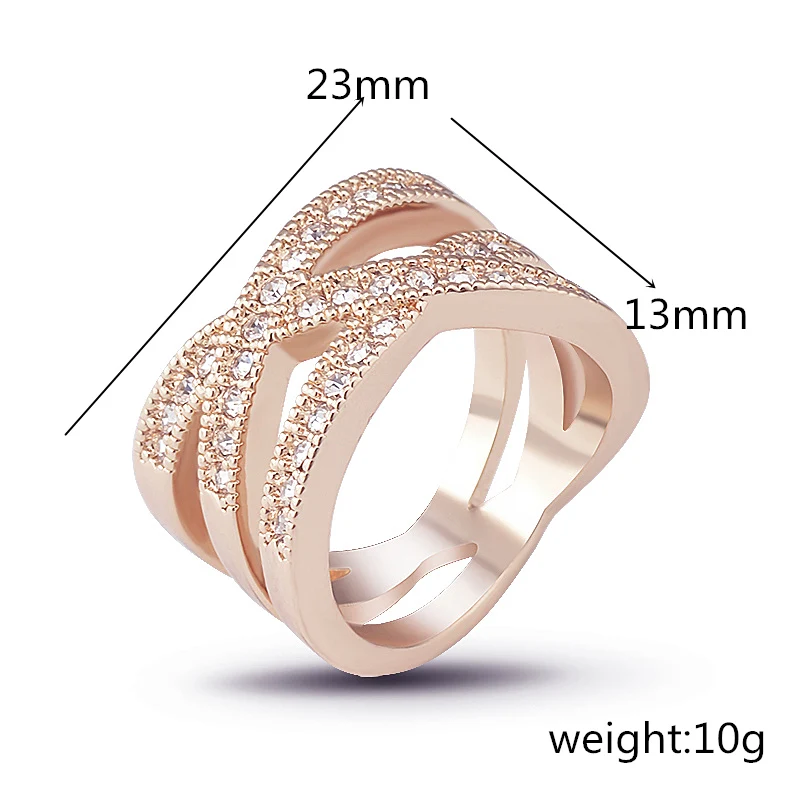 Rose gold plated Rings for women New Fashion Rose gold color/ White Gold color Corss X Design Wedding Rings With Austria Crystals Round J00780 - Цвет основного камня: Rose gold plated