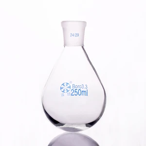 Колба в форме баклажана, стандартное измельчение горлышка с коротким горлышком, емкость 250 мл и соединение 2429, колба в форме баклажана