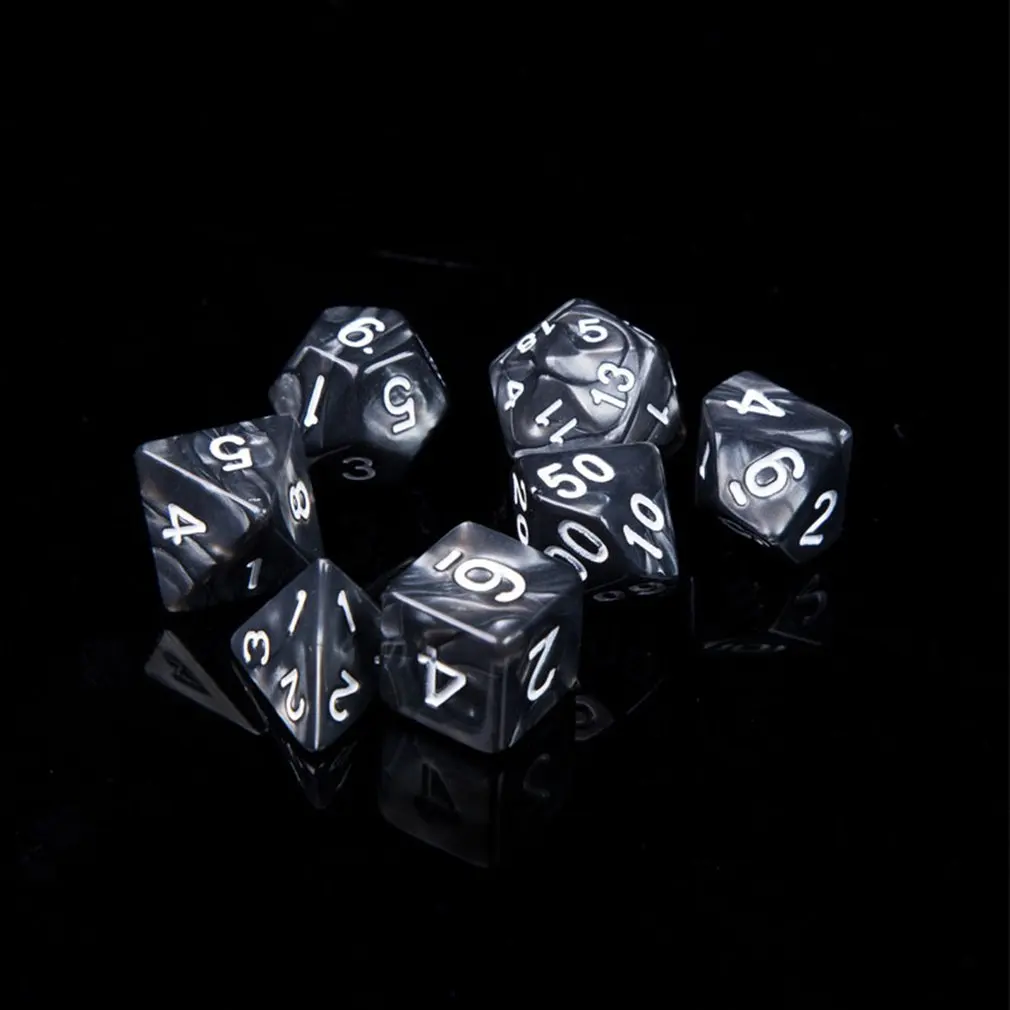 7 шт./компл. Многоцветный акриловый многогранный стерео игральная кость D& кости с цифрами Настольный набор Игральный костей аксессуары для настольной игры