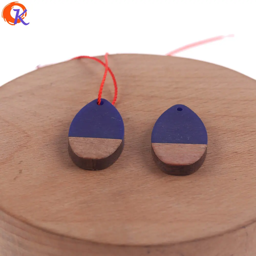 Сердечный Дизайн 50 шт 16*31 мм ювелирные аксессуары/DIY Изготовление сережек/натуральное дерево и смола/форма капли/ручной работы/фурнитура для сережек