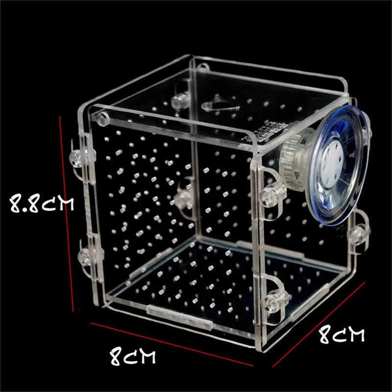 Aquarium Acrylic Fish Breeding Isolation Box Fish Bowls Fish Tank Baby Fish Hatchery Rooms Incubator Reptile Cage with Sucker