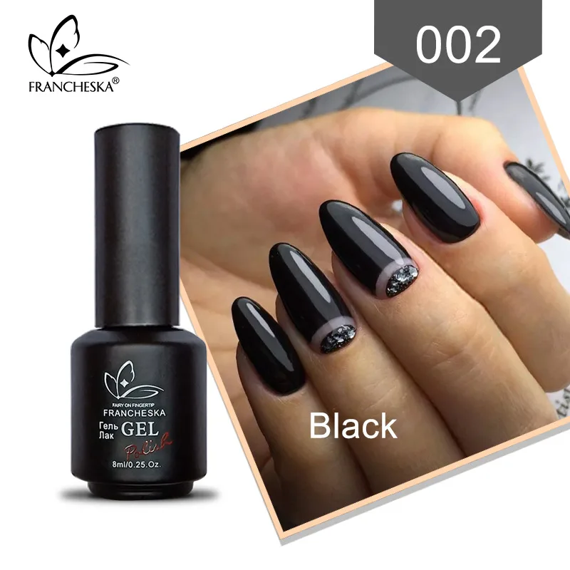 Francheska 002-black Francheska гель лак для ногтей гель лак 80 цветов светодиодный УФ nagels spulletjes oje впитывающий полуперманентный Smalto для unghie Гель-лак - Цвет: Francheska 002-black