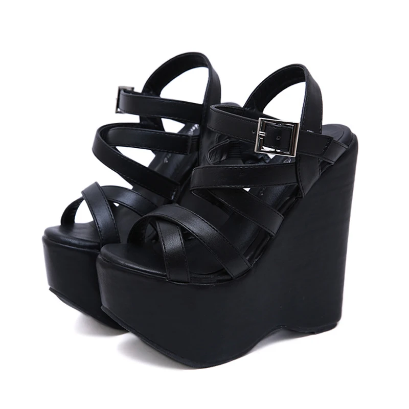 Босоножки женские на платформе и высоком каблуке 16 см сандалии гладиаторы