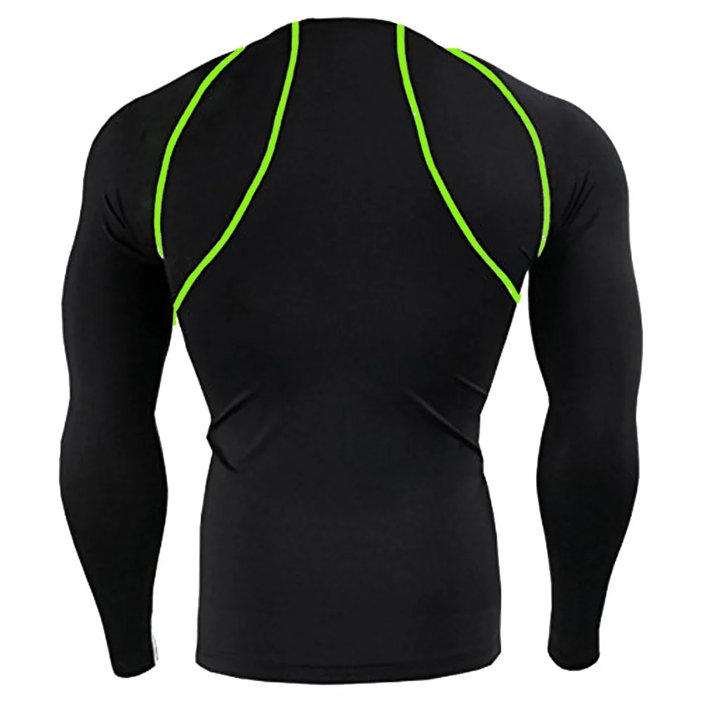 Мужская компрессионная футболка для бега плотная с длинными рукавами и базовым