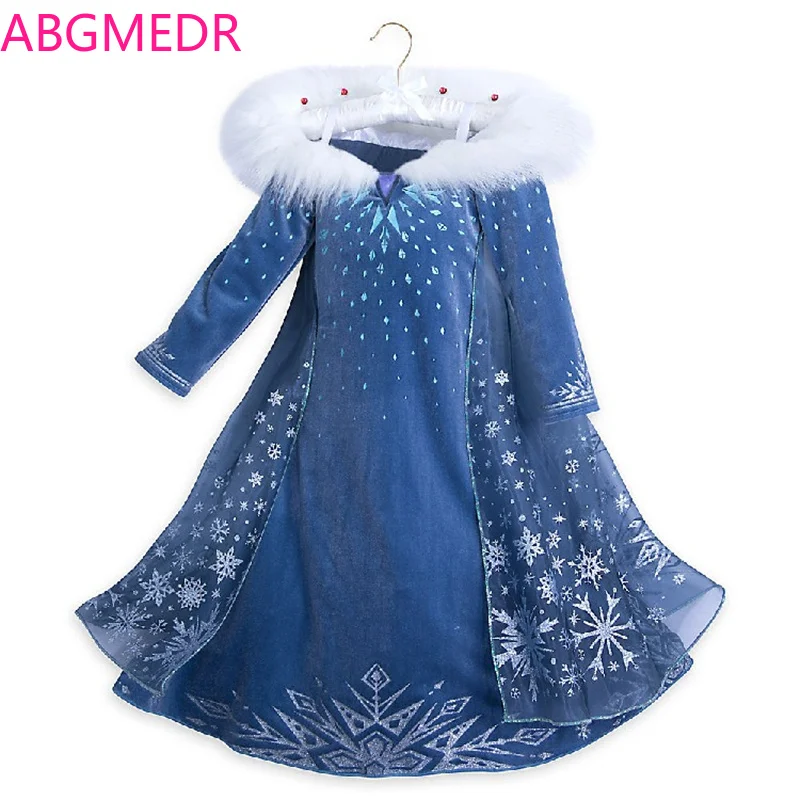 Зимнее платье рождественское для маленьких девочек костюм принцессы Эльзы