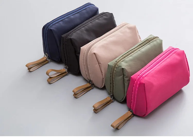 Travel Portable Cosmetic Bag Ladies Nylon Mini Double Zipper Makeup Wash Bag Waterproof Cosmetics Storage finishing Fashion