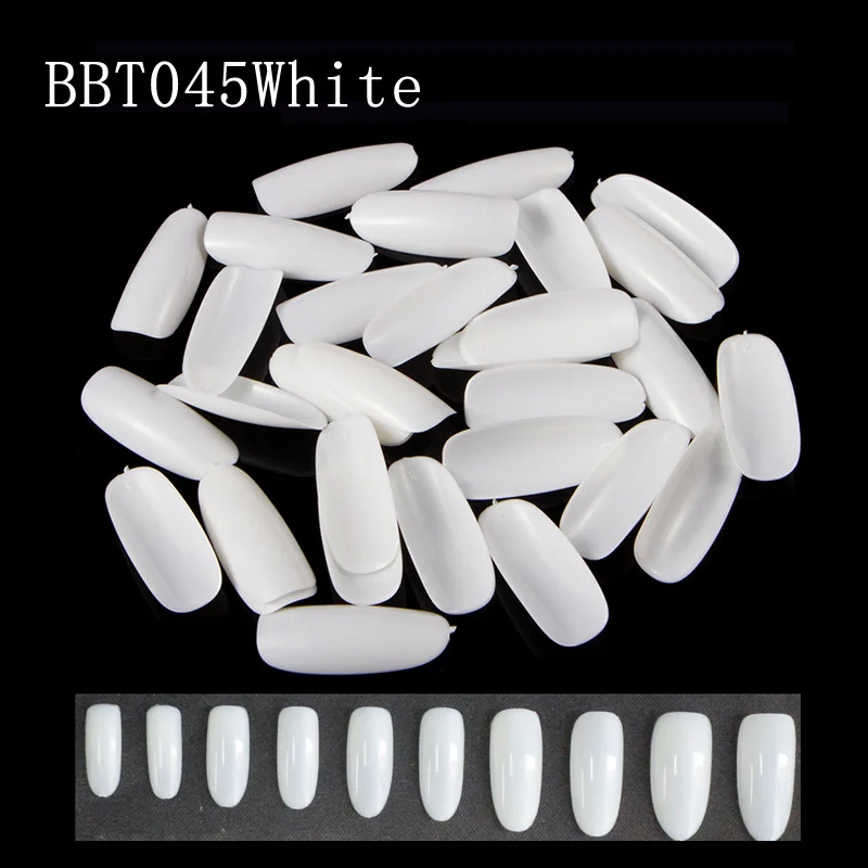 BBT045White Bittb 500 шт дизайн ногтей французские акриловые искусственные накладные ногти полное покрытие овальные натуральные накладные ногти маникюр инструмент палец советы для салона - Цвет: BBT045White