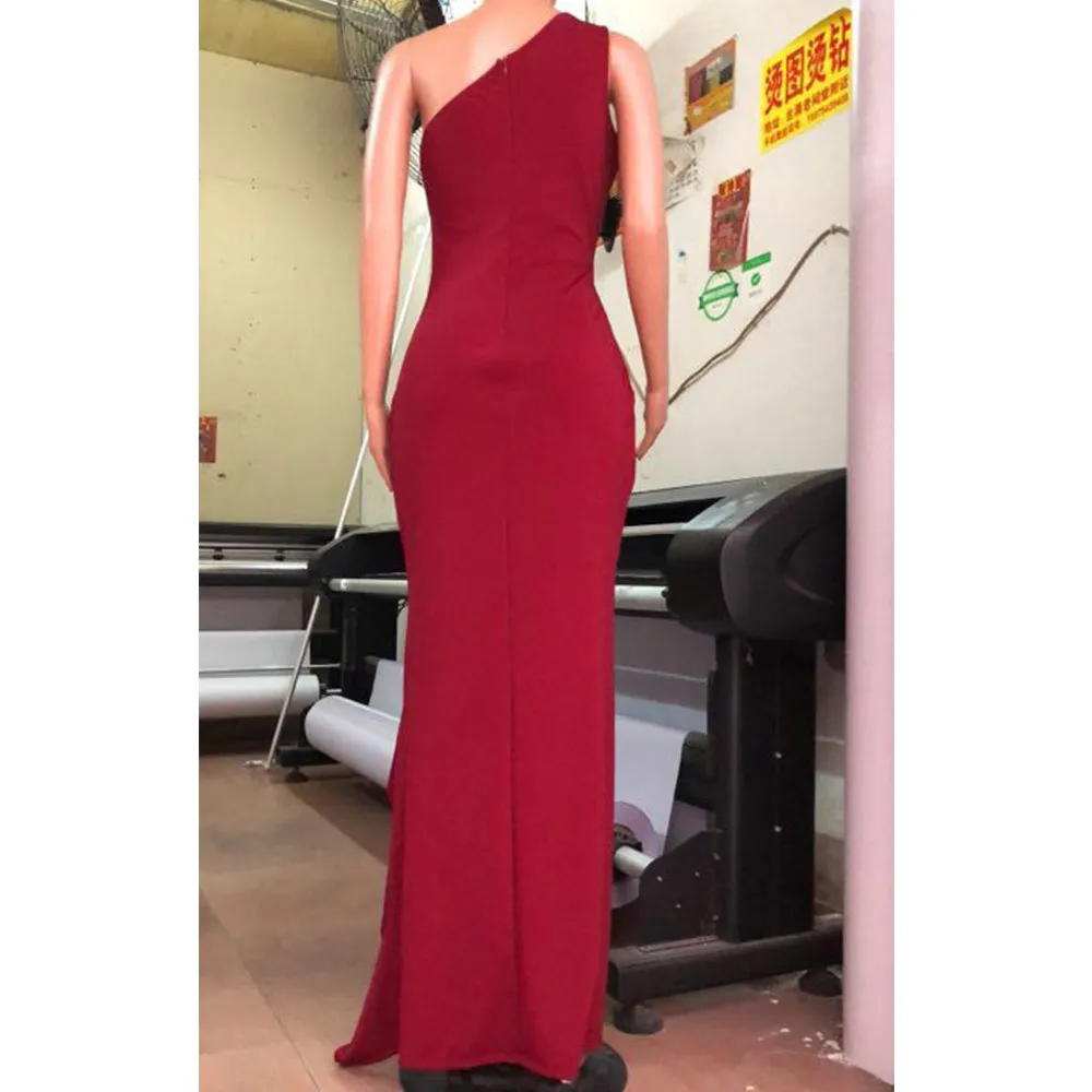 Сексуальное женское длинное вечернее платье на одно плечо летнее Белое